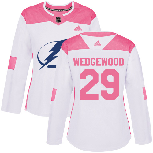 Adidas Tampa Bay Lightning #29 Scott Wedgewood White Pink Authentic Fashion Women Stitched NHL Jersey->women nhl jersey->Women Jersey